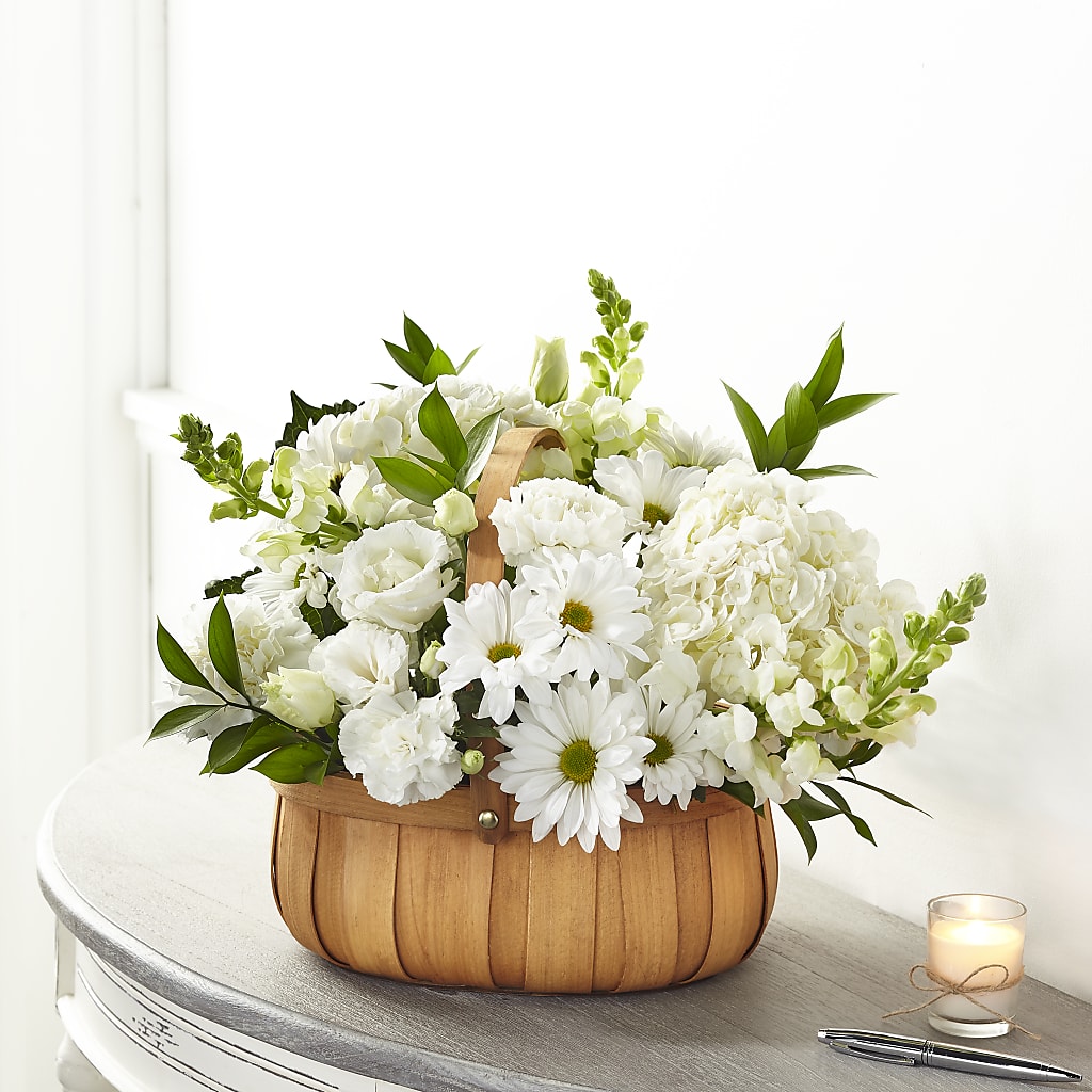 Pure Ivory Basket – Riverside Floral, Tillamook OR