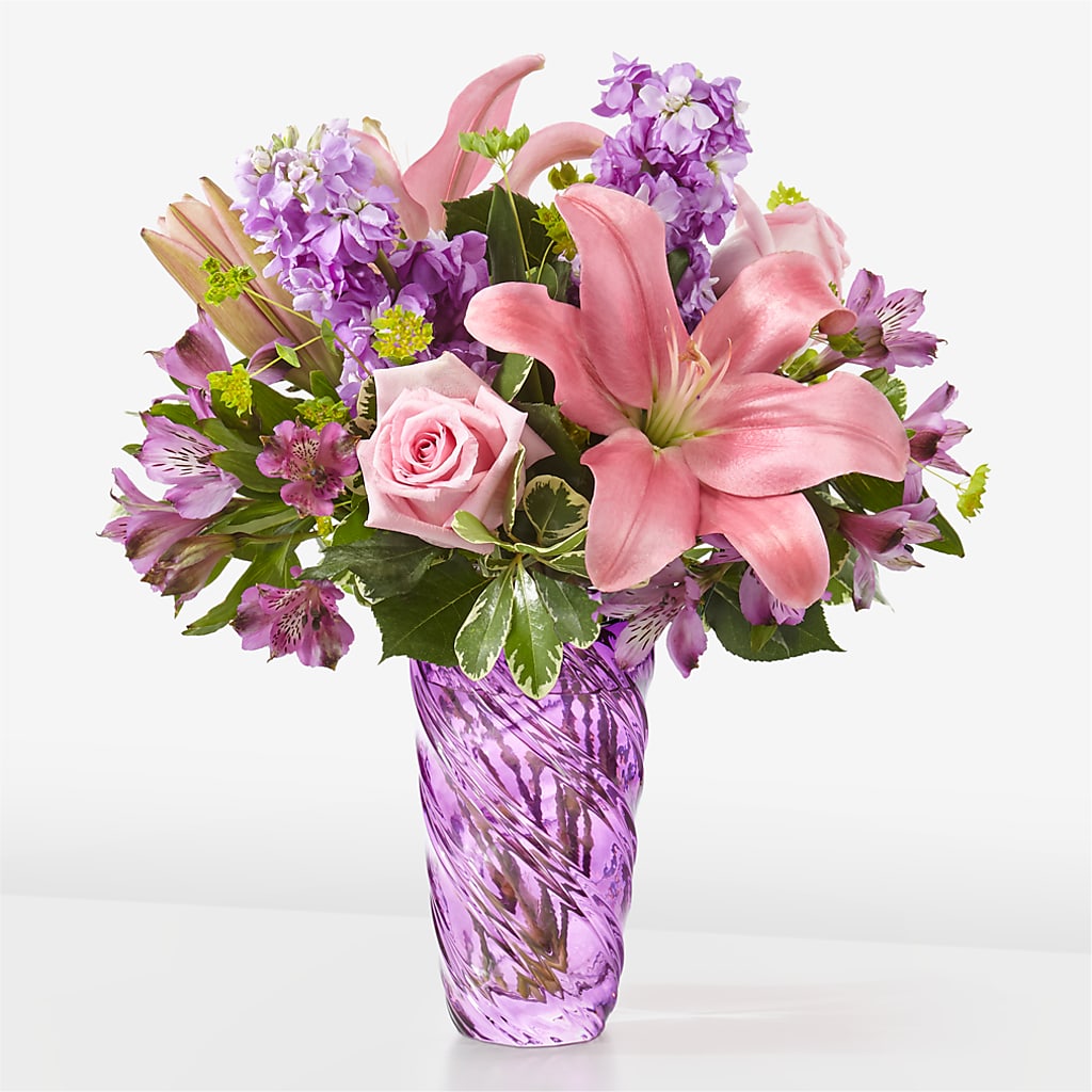 Precious Petals Bouquet with Luxe Swirl Vase – Riverside Floral, Tillamook OR