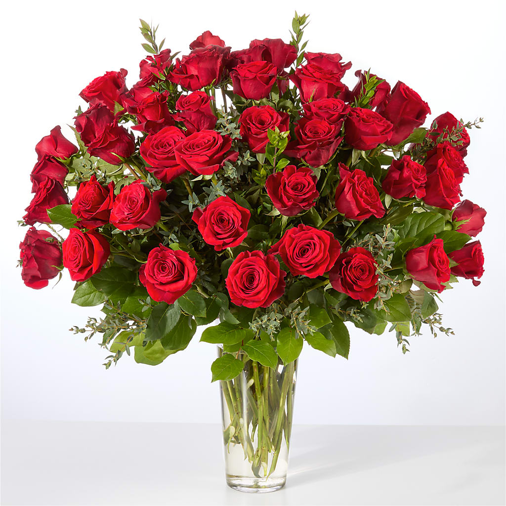 Forever Yours Fifty Stem Red Rose Bouquet – Riverside Floral, Tillamook OR