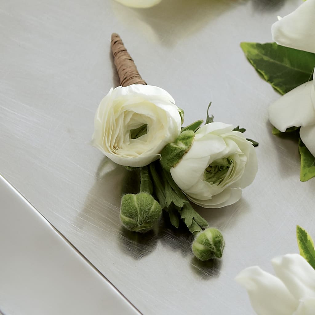 White Ranunculus Boutonniere – Riverside Floral, Tillamook OR