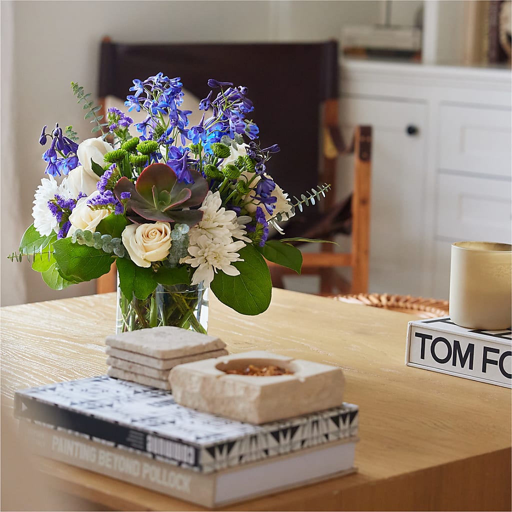 Cerulean Waves Bouquet –  Riverside Floral, Tillamook OR