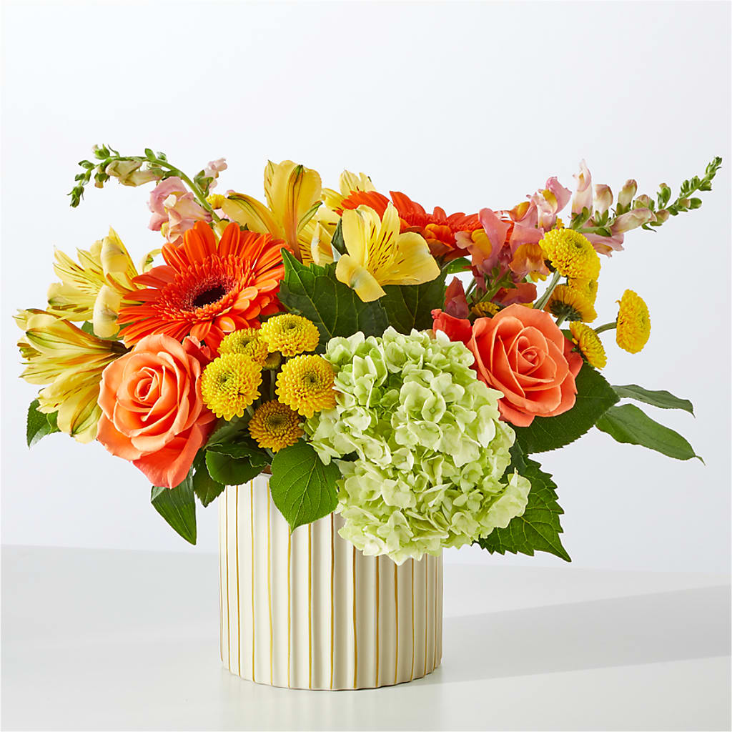 Autumn Sunshine Bouquet with Ivory Vase –  Riverside Floral, Tillamook OR