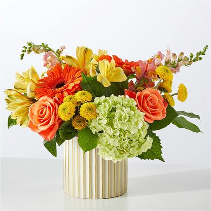 Autumn Sunshine Bouquet with Ivory Vase –  Riverside Floral, Tillamook OR