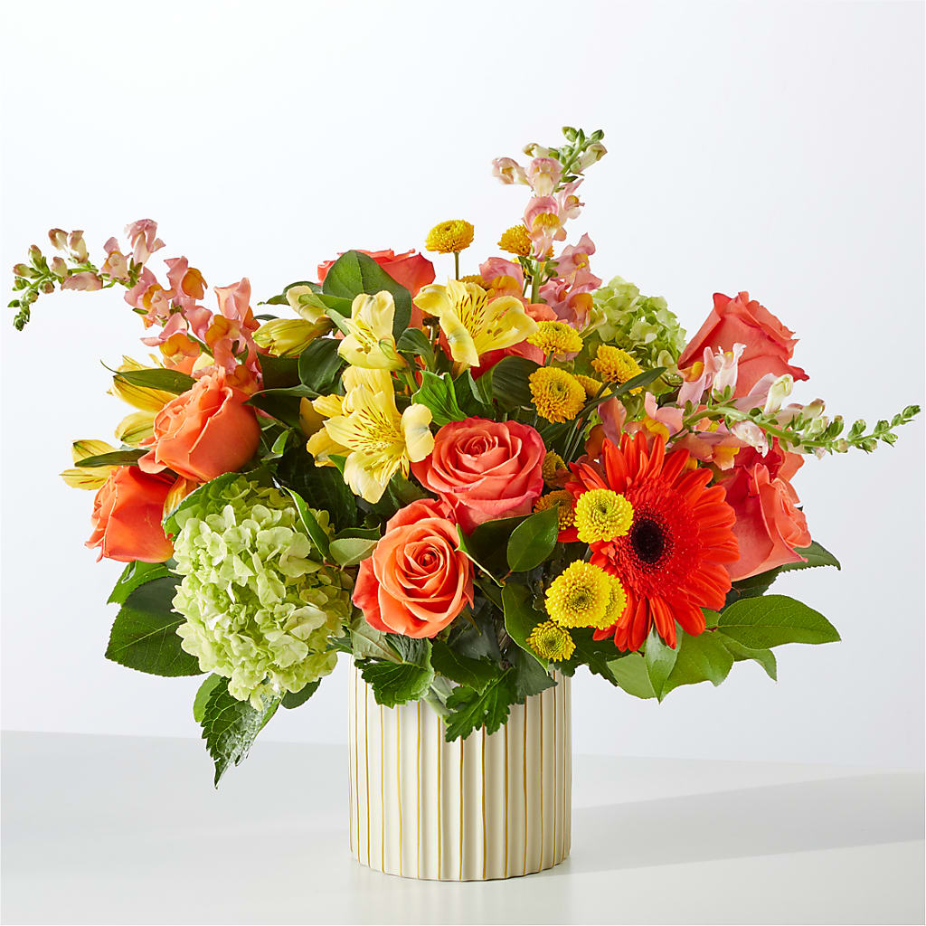 Autumn Sunshine Bouquet with Ivory Vase –  Riverside Floral, Tillamook OR