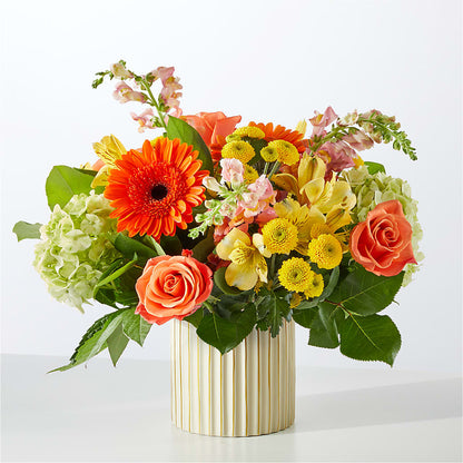 Autumn Sunshine Bouquet with Ivory Vase –  Riverside Floral, Tillamook OR
