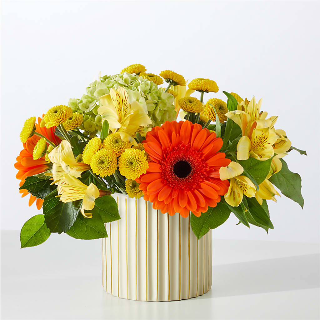Autumn Sunshine Bouquet with Ivory Vase –  Riverside Floral, Tillamook OR