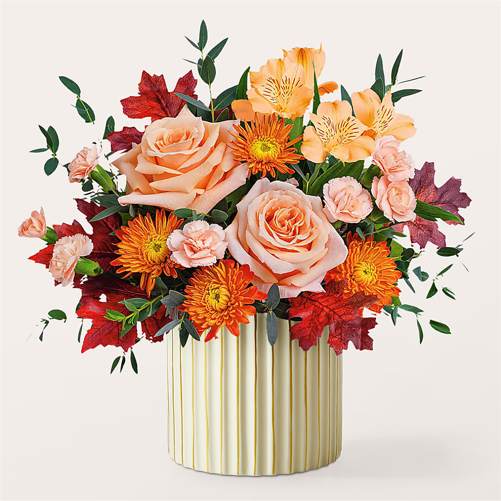 Spiced Latte Bouquet with Ivory Vase –  Riverside Floral, Tillamook OR